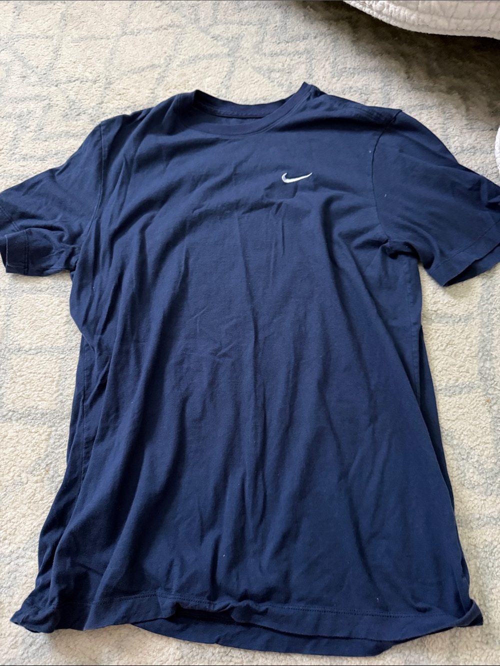 Nike Navy Short Sleeve Crew T-Shirt with White Swoosh